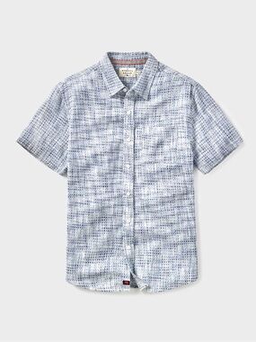 The Normal Brand Freshwater Short Sleeve Button Up Shirt Blue Multi XL